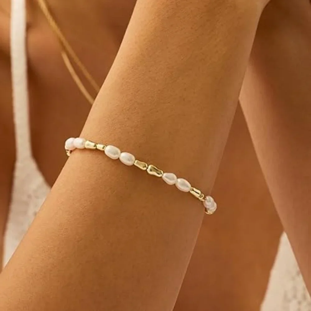 Neiman Marcus 14K Gold Plated Beaded Freshwater Cultured Pearl Bracelet - Picture 2 of 6